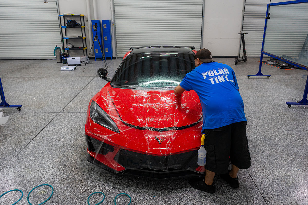 Auto deportivo de Henderson NV con película de protección de pintura de Frente Completo cubriendo capó, guardabarros y defensa